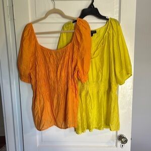 Lane Bryant Spring/Summer Shirt Lot Women's Orange and Yellow Tops